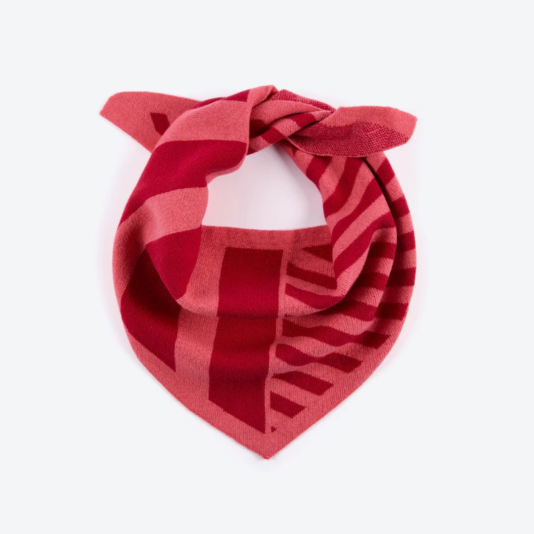 Pink & Red Stripe Wool Triangle Scarf