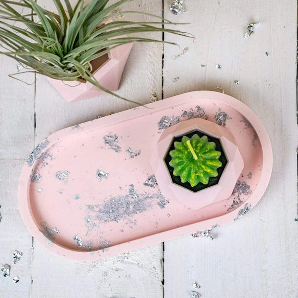 Jesmonite Oval Trinket Tray & Mini Planter Set