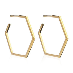 Large Gold Hexagon Hoop Earrings by Rachel Jackson