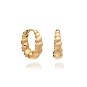 Gold Chubby Twisted Huggie Hoop Earrings by Rachel Jackson