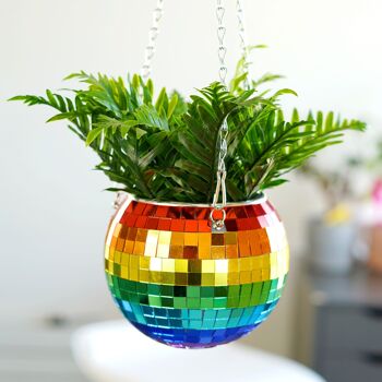 Rainbow Disco Ball Planter