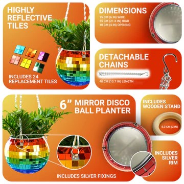 Rainbow Disco Ball Planter