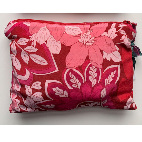 Medium Red & Pink Silk Pouch