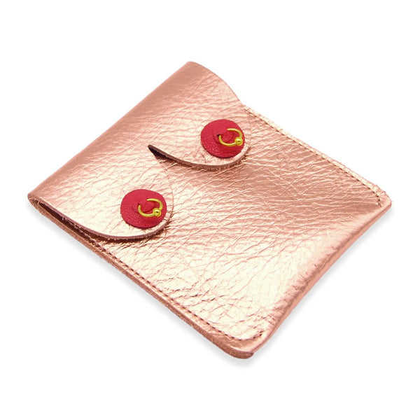 Rose Gold Leather Boob Purse with Piercings
