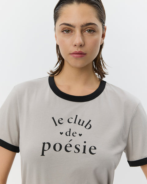 Maggie Dark Grey Contrast Trim T-Shirt