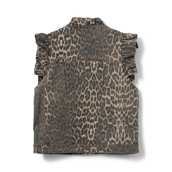 Farah Leopard Print Frill Sleeve Vest