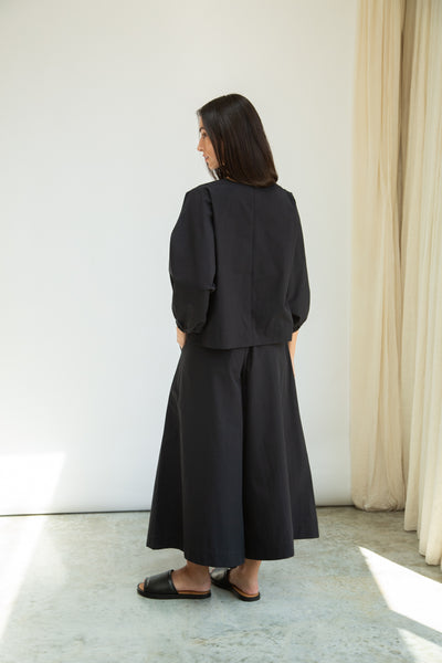 Mazu wide culotte Trousers in black from Beaumont Organic
