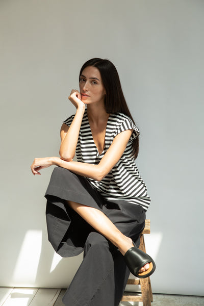 Mazu wide culotte Trousers in black from Beaumont Organic