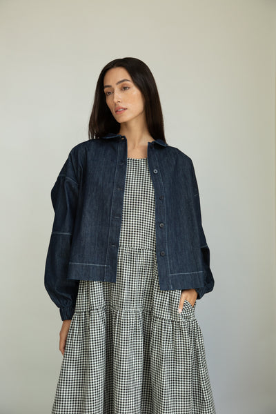 Tierra-Leigh dark denim blue overshirt from Beaumont Organic 
