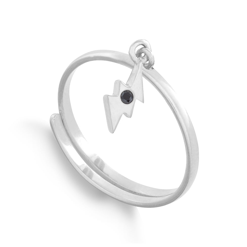 Silver Lightening Charm Ring