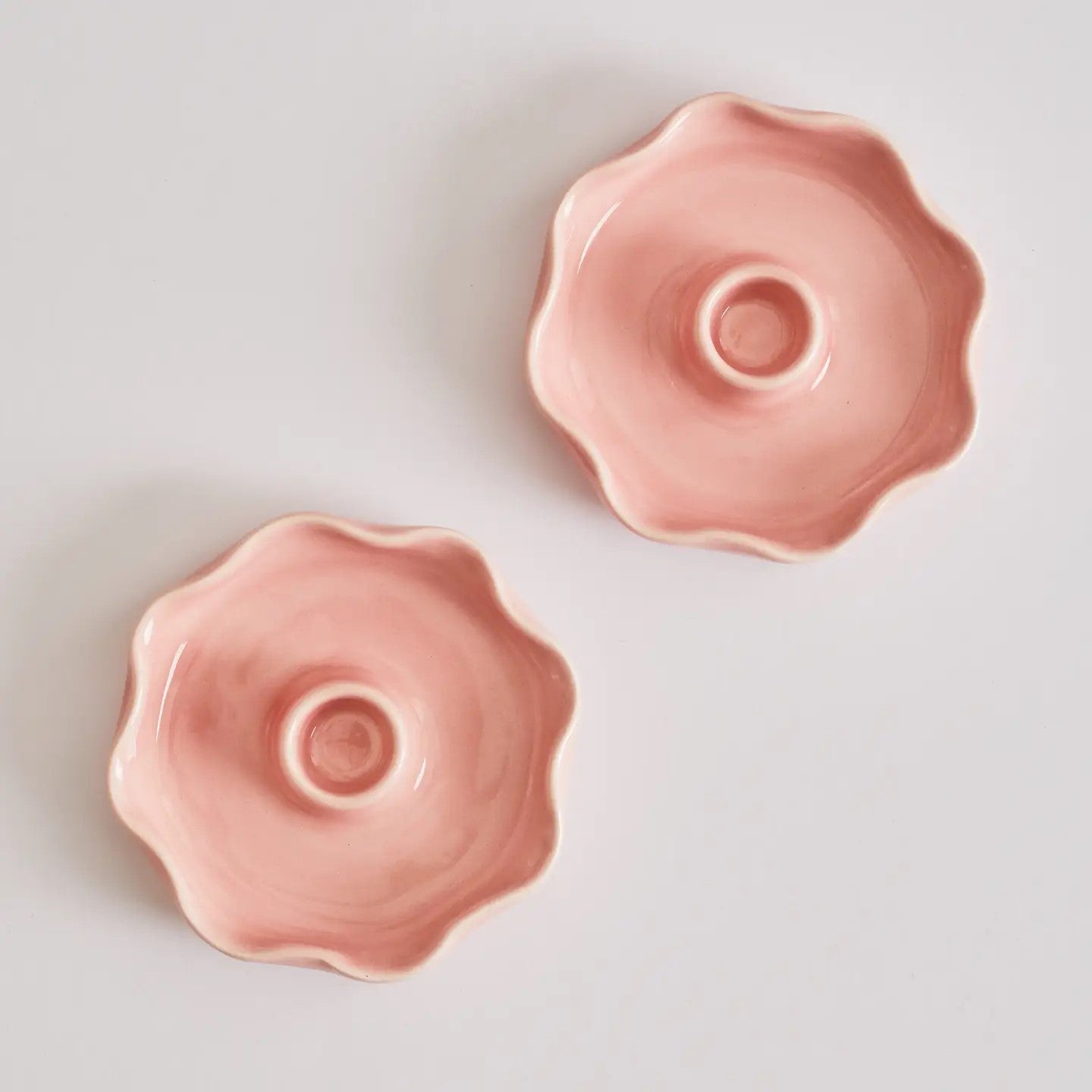 Pink Scallop Candle Holder