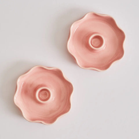 Pink Scallop Candle Holder