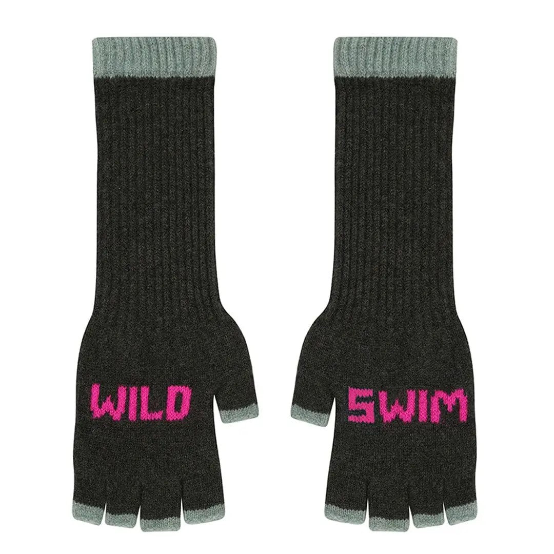 Black & Beech Wild Swim Seaweed Neon Pink Mojito fingerless wool gloves