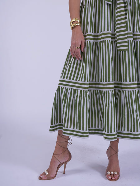 Olive Stripe Shelly Beach Dress