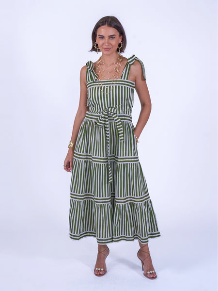 Olive Stripe Shelly Beach Dress