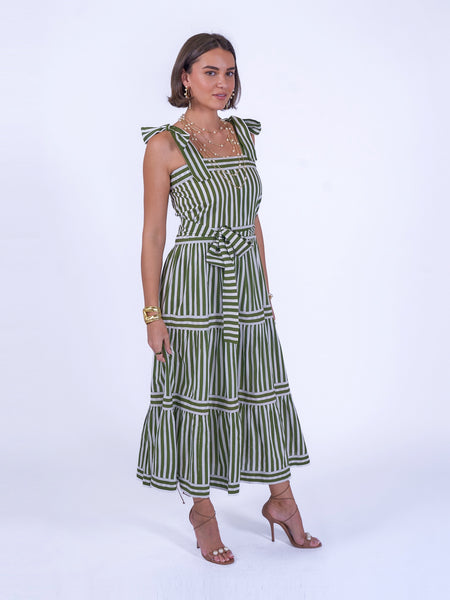 Olive Stripe Shelly Beach Dress
