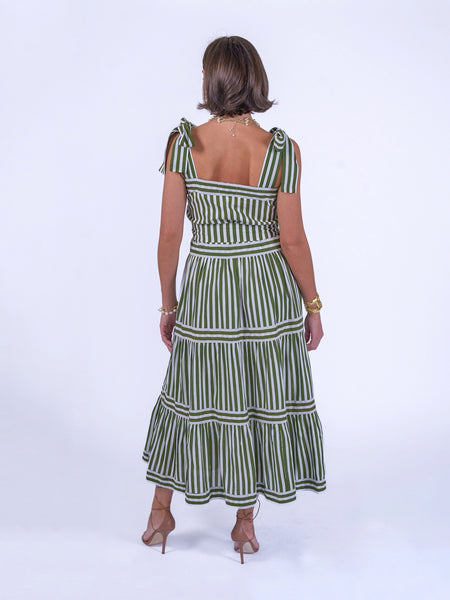 Olive Stripe Shelly Beach Dress