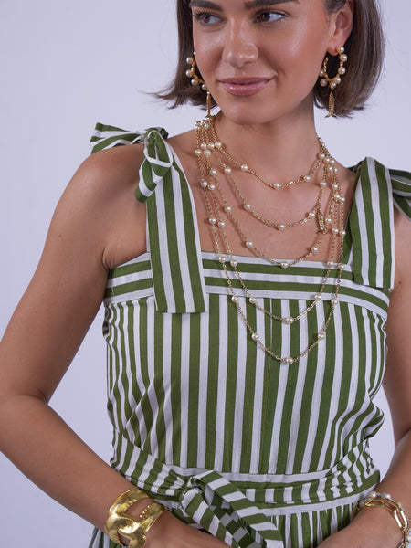 Olive Stripe Shelly Beach Dress