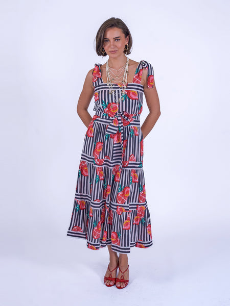 Pomegranate Stripe Shelly Beach Dress