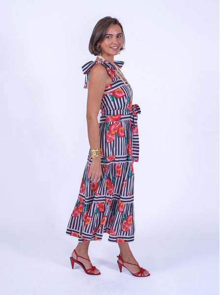 Pomegranate Stripe Shelly Beach Dress