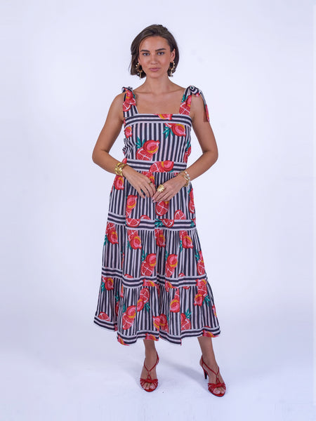 Pomegranate Stripe Shelly Beach Dress
