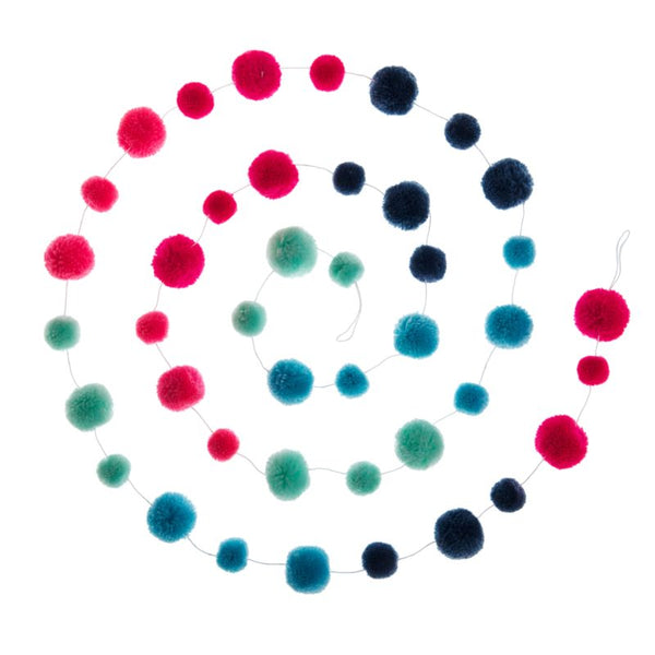 Blue, Green and Pink Sherbet Pom Pom Garland
