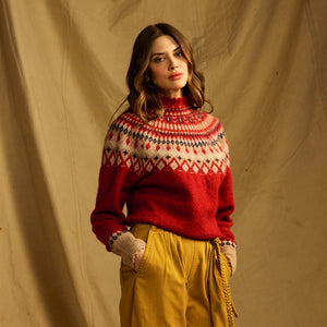 Tana Red Argyle Ski Sweater