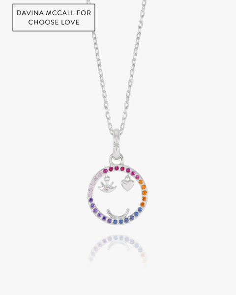Silver Choose Love Happy Face Necklace