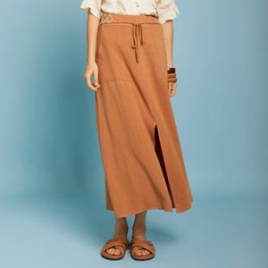 Fluid Tan Split Skirt