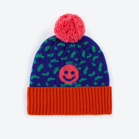 Smiley Wool Bobble Hat