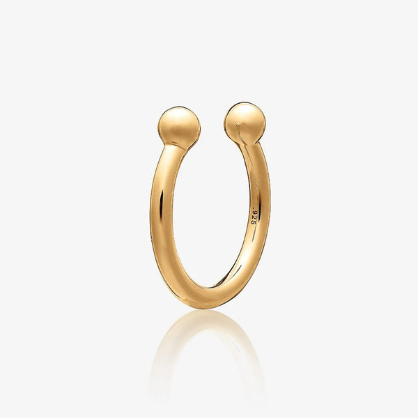 Gold Adjustable Sellar orb ring on white background