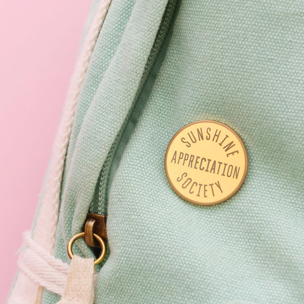 Sunshine Appreciation Society enamel pin from Alphabet Bags