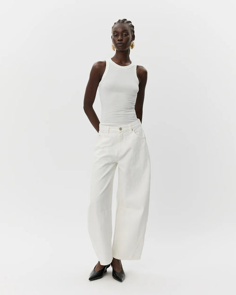 Tomar Barrel Shape Off-White Jeans