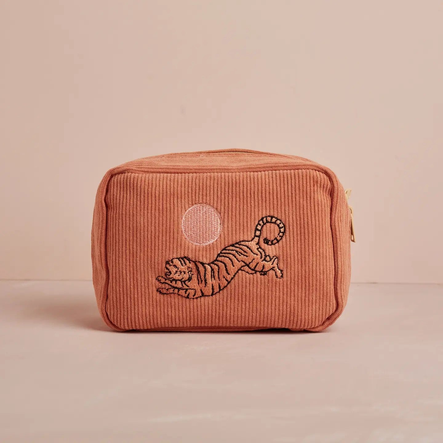 Tiger Corduroy Makeup Bag