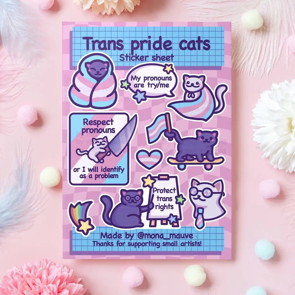 Trans Pride Cat Sticker Sheet
