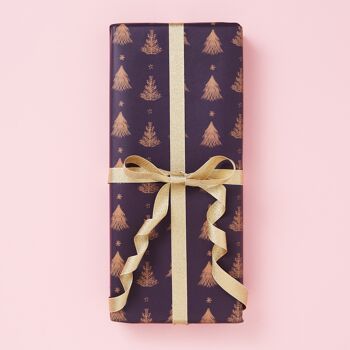 Aubergine Tree Christmas Wrapping Paper