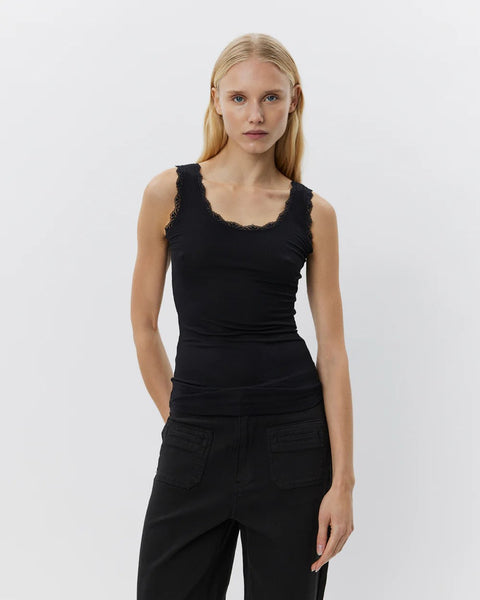 Ulrikke Black Vest Top