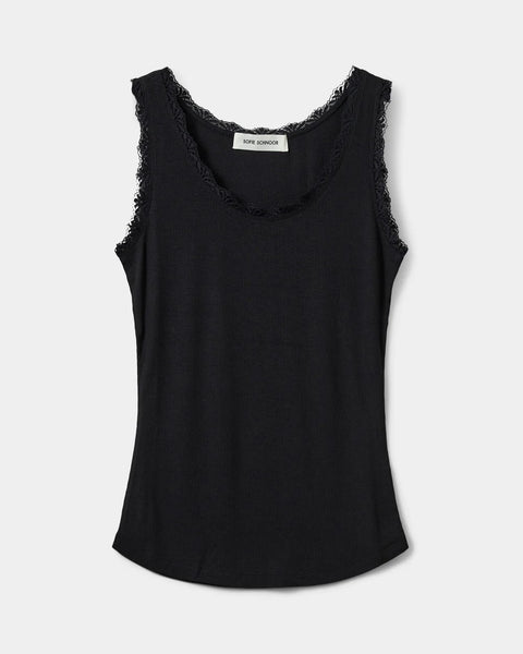 Ulrikke Black Vest Top