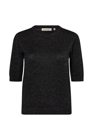 Pieszak Vigga black short sleeve lurex knit top