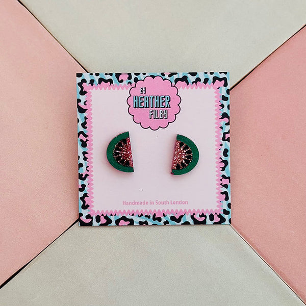 Watermelon Slice Stud Earrings