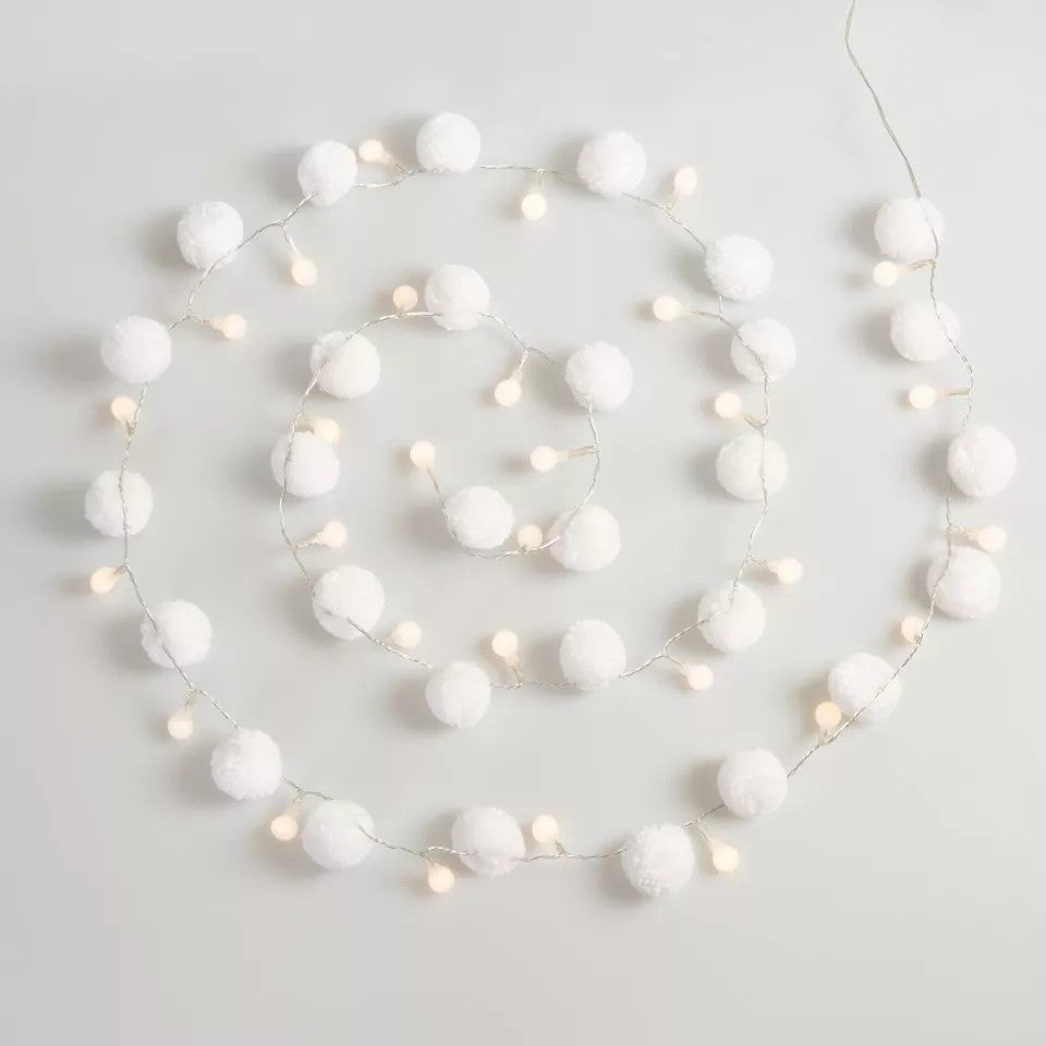 White Light Pom Pom Garland