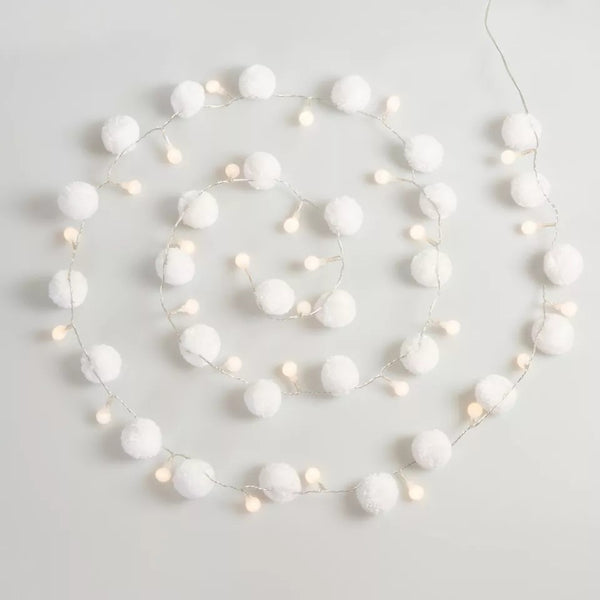 White Light Pom Pom Garland
