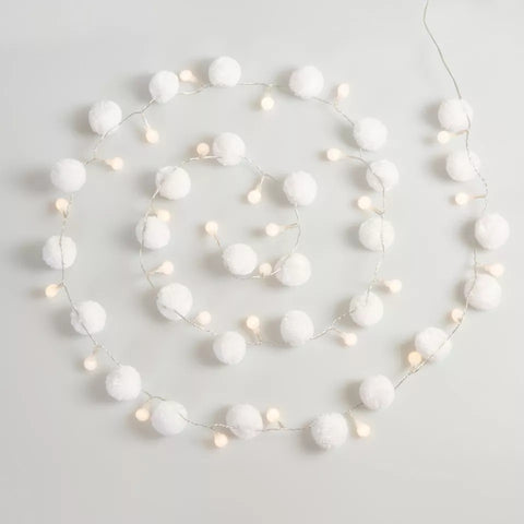 White Light Pom Pom Garland