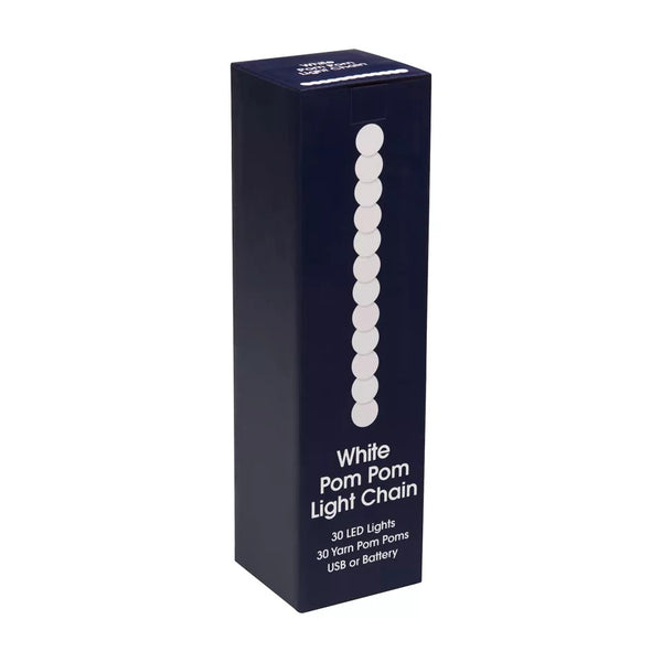 White Light Pom Pom Garland