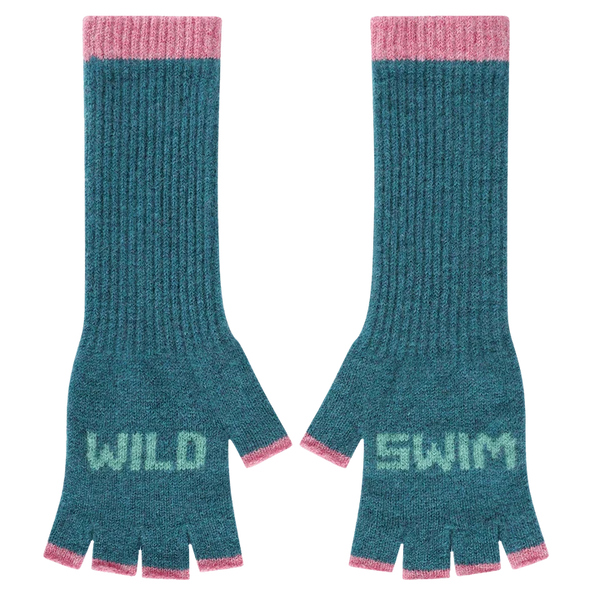 Wild Swim Teal & Peppermint Fingerless Gloves