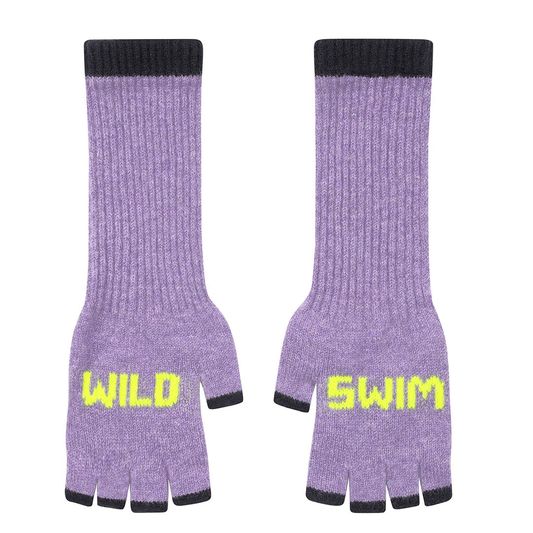 Wild Swim Parma Violet & Neon Yellow Fingerless Gloves