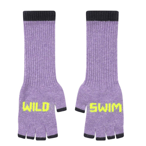 Wild Swim Parma Violet & Neon Yellow Fingerless Gloves