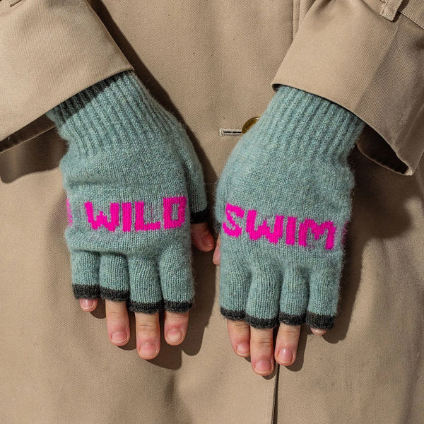 Wild Swim Neon Pink & Mojito Fingerless Gloves