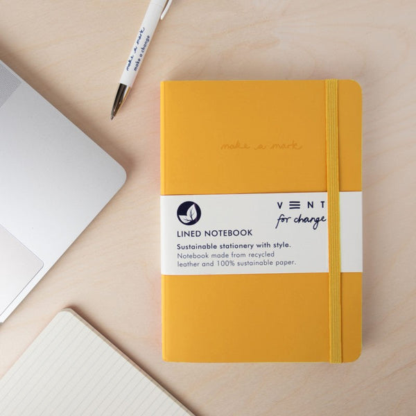 Yellow A5 Recycled Leather Notebook