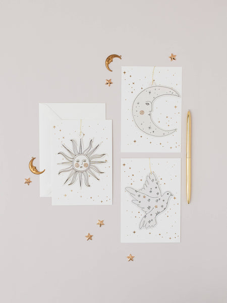 Dove Papercut Christmas Decoration With Postcard & Envelope Holiday Card
